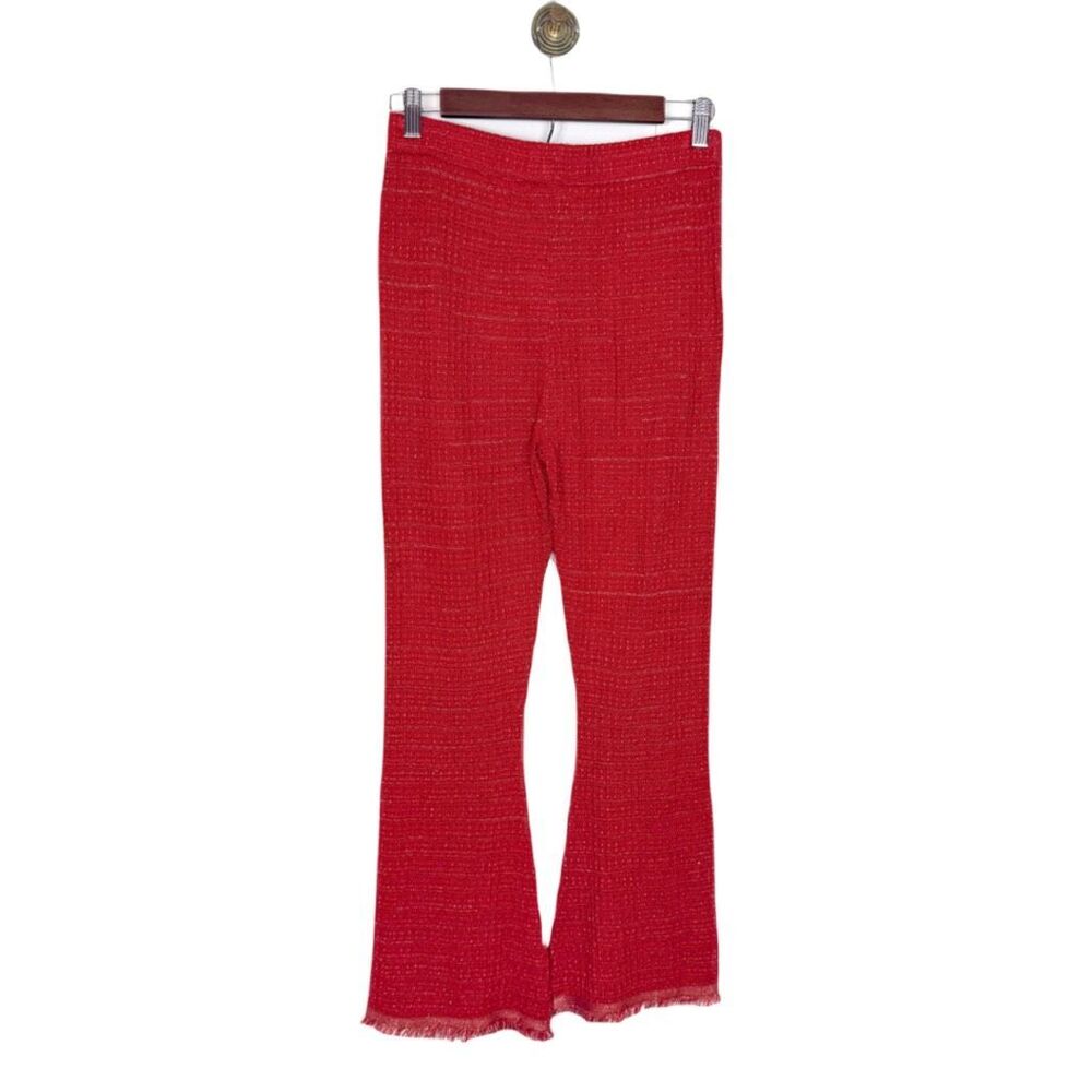 Zara Orange Textured Knit Flare Pants - Picture 4 of 15